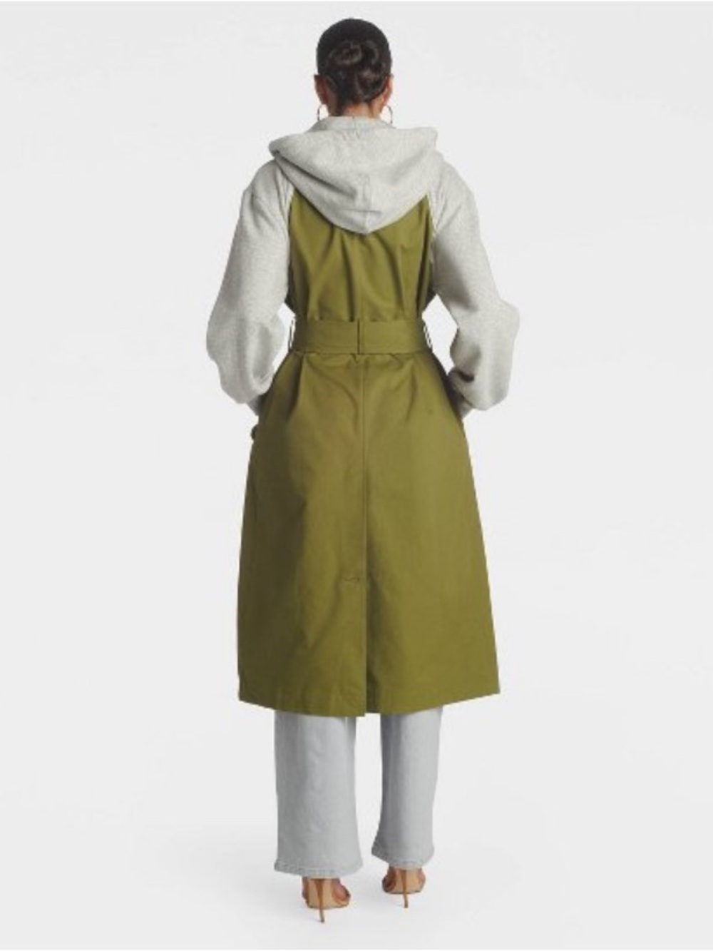 NWT KBB by KAHLANA Women's 'The Sweatshirt Trench Coat' - Olive Green- L - Picture 2 of 4
